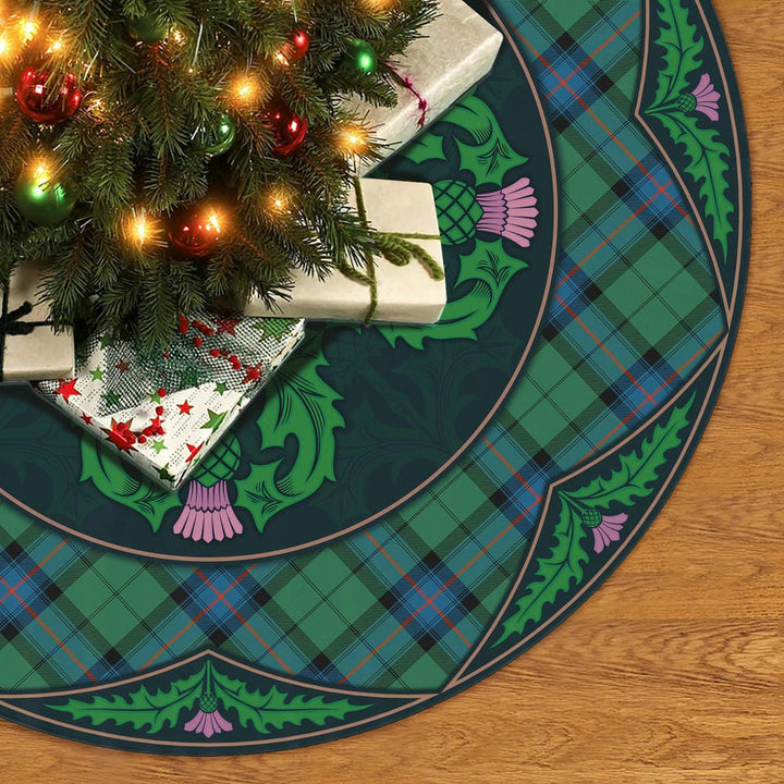 Scottish Armstrong Ancient Clan Tartan Christmas Tree Skirt Old Scottish Thistle Flower No Tassels Tartan Plaid 2