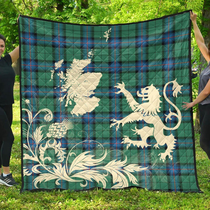 Scottish Armstrong Ancient Clan Tartan Quilt Rampant Lion with Thistle Tartan Plaid 1