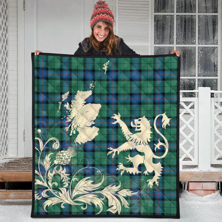 Scottish Armstrong Ancient Clan Tartan Quilt Rampant Lion with Thistle Tartan Plaid 3