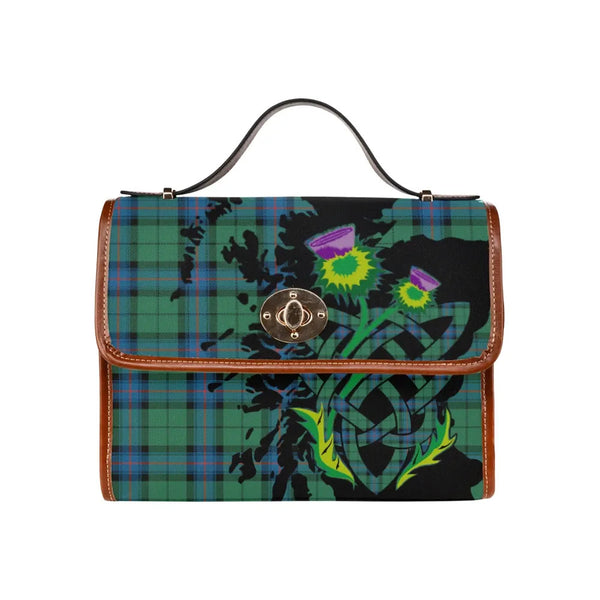 Scottish Armstrong Ancient Clan Tartan Waterproof Canvas Bag With Thistle Tartan Plaid 2