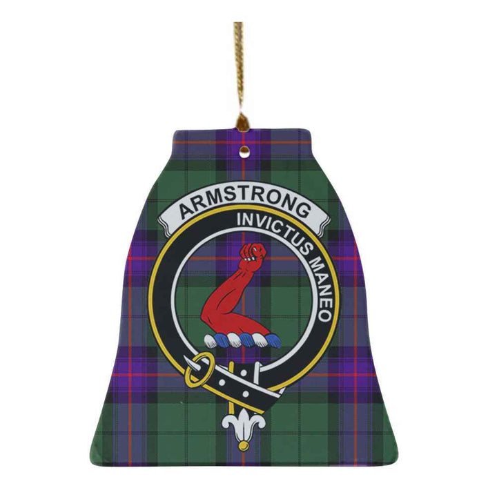 Scottish Armstrong Clan Crest Tartan Ceramic Ornament Bell Shape Tartan Plaid