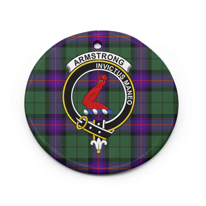 Scottish Armstrong Clan Crest Tartan Ceramic Ornament Circle Shape Tartan Plaid