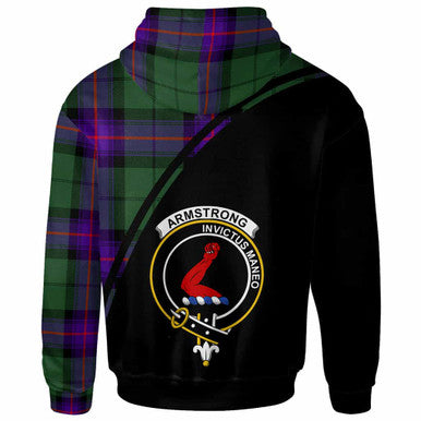 Scottish Armstrong Clan Crest Tartan Curve Hoodie Back Side Tartan Plaid