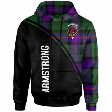 Scottish Armstrong Clan Crest Tartan Curve Hoodie Front Side Tartan Plaid
