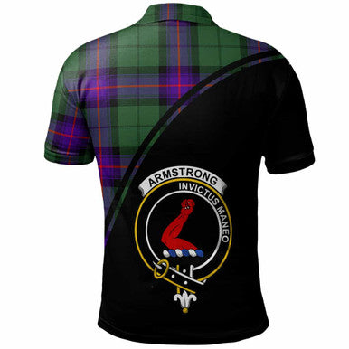 Scottish Armstrong Clan Crest Tartan Curve Polo Shirt Back Side Tartan Plaid