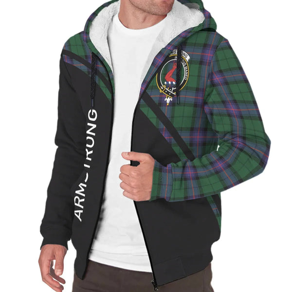 Scottish Armstrong Clan Crest Tartan Curve Sherpa Hoodie
