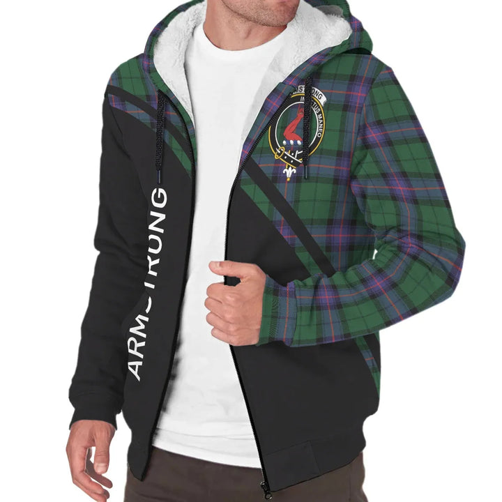 Scottish Armstrong Clan Crest Tartan Curve Sherpa Hoodie