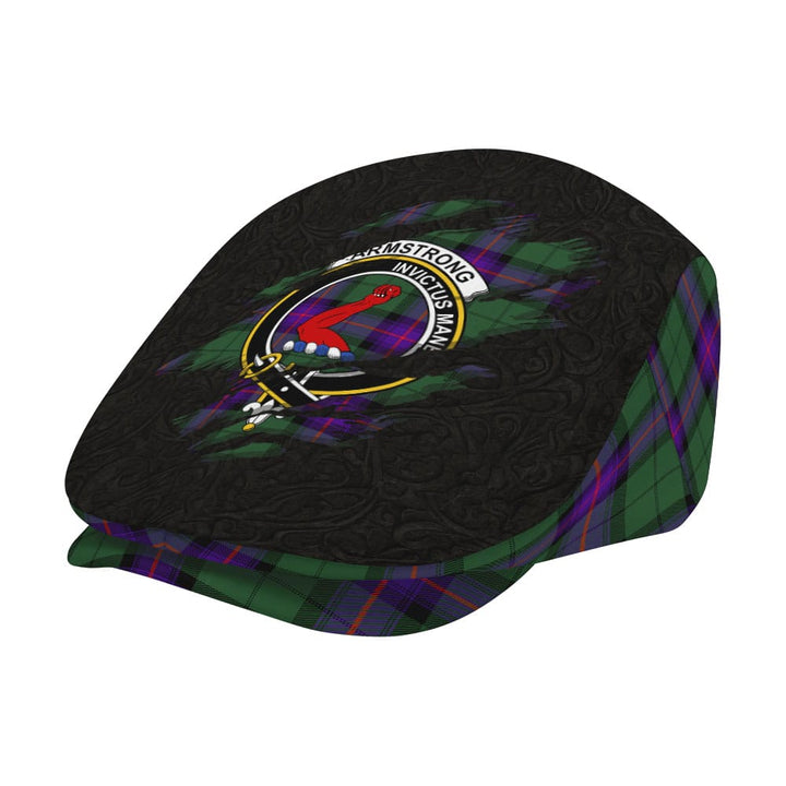 Scottish Armstrong Clan Crest Tartan Flat Cap - Scratch Style Tartan Plaid 2