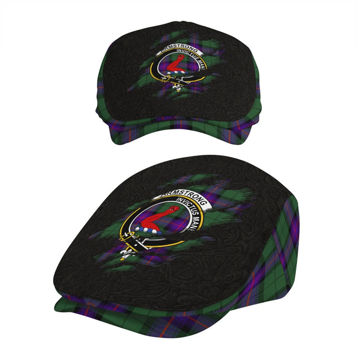 Scottish Armstrong Clan Crest Tartan Flat Cap - Scratch Style Tartan Plaid 5