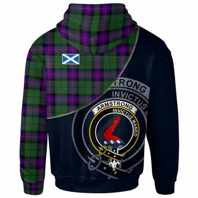 Scottish Armstrong Clan Crest Tartan Hoodie - Bend Style Back Side Tartan Plaid