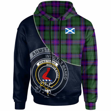 Scottish Armstrong Clan Crest Tartan Hoodie - Bend Style Front Side Tartan Plaid