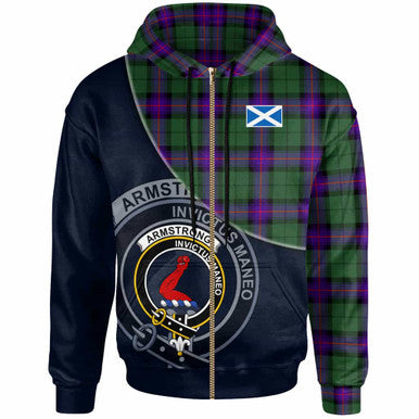 Scottish Armstrong Clan Crest Tartan Hoodie - Bend Style Zip-up Tartan Plaid