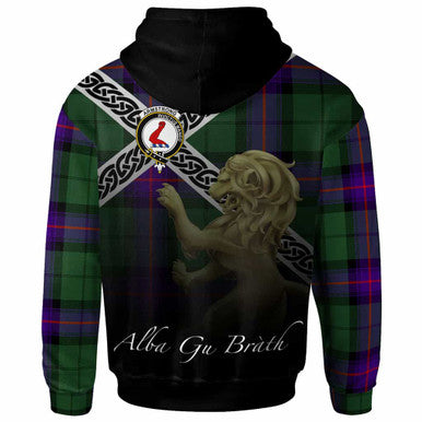 Scottish Armstrong Clan Crest Tartan Hoodie - Scotland Lion Back Side Tartan Plaid
