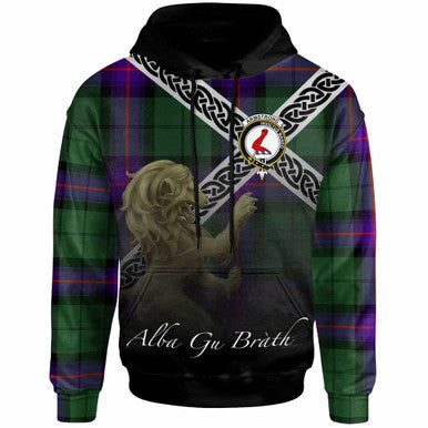 Scottish Armstrong Clan Crest Tartan Hoodie - Scotland Lion Front Side Tartan Plaid