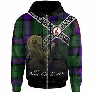 Scottish Armstrong Clan Crest Tartan Hoodie - Scotland Lion Zip-up Tartan Plaid