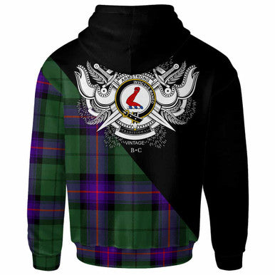 Scottish Armstrong Clan Crest Tartan Hoodie - Military Logo Back Side Tartan Plaid