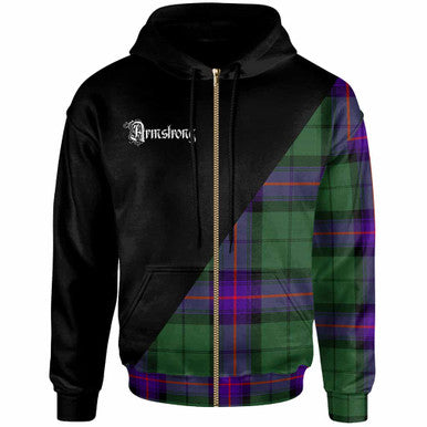 Scottish Armstrong Clan Crest Tartan Hoodie - Military Logo Zip-up Tartan Plaid