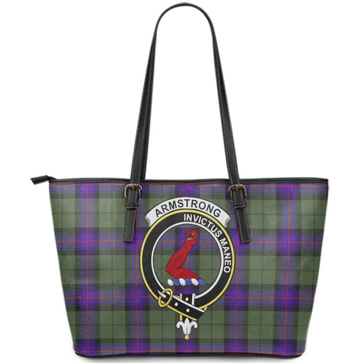 Scottish Armstrong Clan Crest Tartan Leather Tote Tartan Plaid