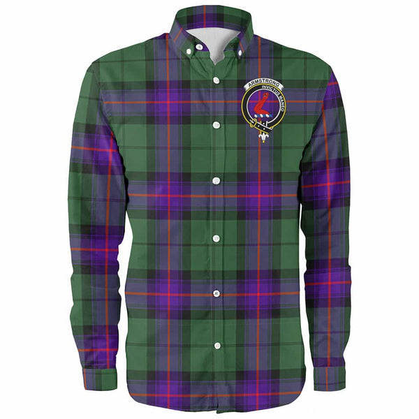 Scottish Armstrong Clan Crest Tartan Long Sleeve Shirt Front Side Tartan Plaid