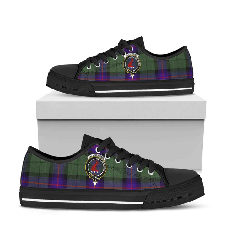 Scottish Armstrong Clan Crest Tartan Low Top Shoes Tartan Plaid Black