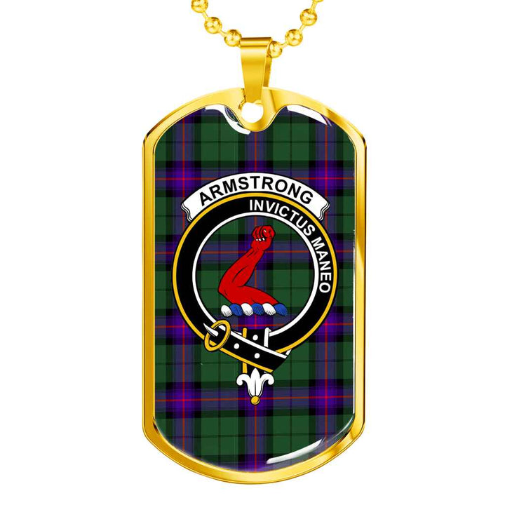Scottish Armstrong Clan Crest Tartan Military Dog Tag Necklace Tartan Plaid 2