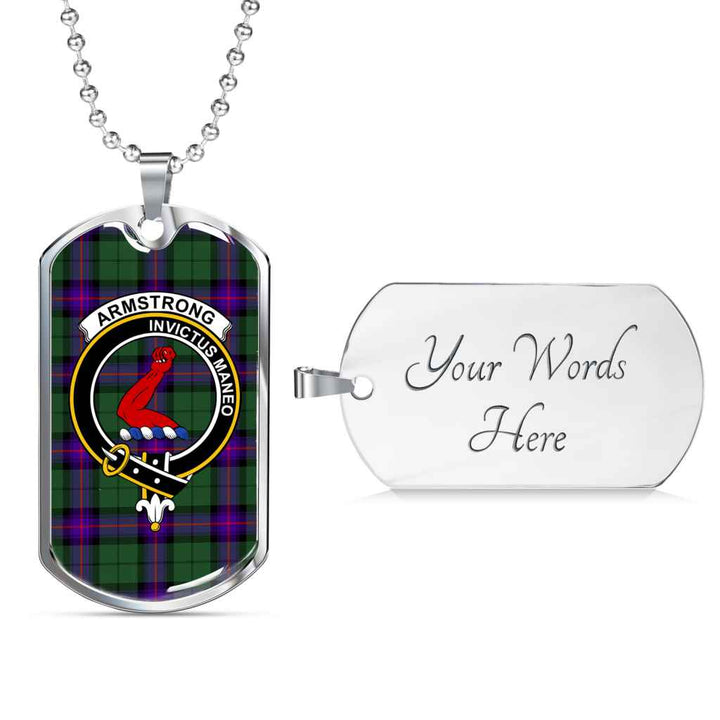Scottish Armstrong Clan Crest Tartan Military Dog Tag Necklace Tartan Plaid 3