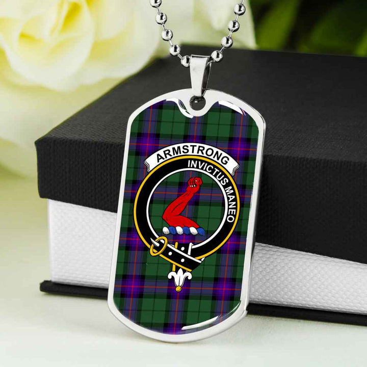 Scottish Armstrong Clan Crest Tartan Military Dog Tag Necklace Tartan Plaid 5