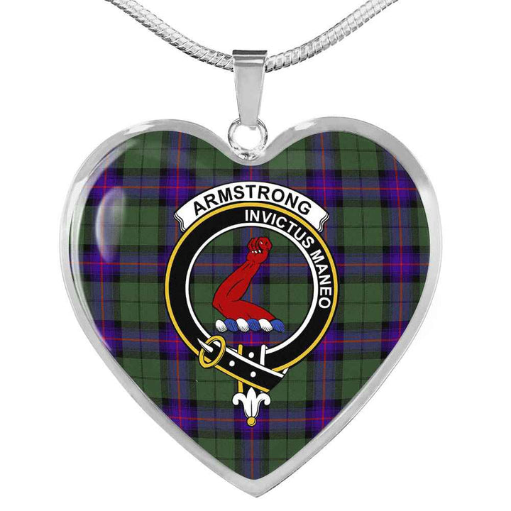 Scottish Armstrong Clan Crest Tartan Necklace Heart Tartan Plaid 1