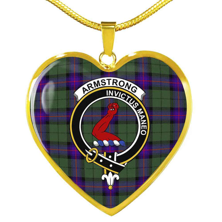 Scottish Armstrong Clan Crest Tartan Necklace Heart Tartan Plaid 2