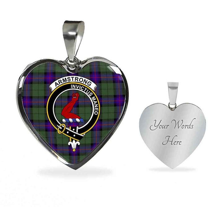 Scottish Armstrong Clan Crest Tartan Necklace Heart Tartan Plaid 3