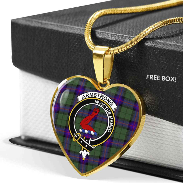 Scottish Armstrong Clan Crest Tartan Necklace Heart Tartan Plaid 6