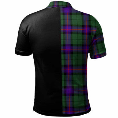 Scottish Armstrong Clan Crest Tartan Polo Shirt - Half in Me Back Side Tartan Plaid