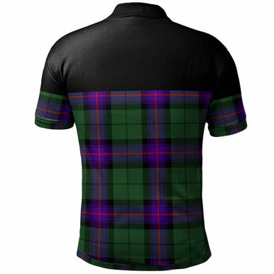 Scottish Armstrong Clan Crest Tartan Polo Shirt - Horizontal Style Back Side Tartan Plaid