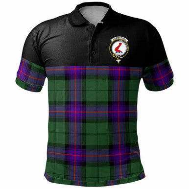 Scottish Armstrong Clan Crest Tartan Polo Shirt - Horizontal Style Front Side Tartan Plaid