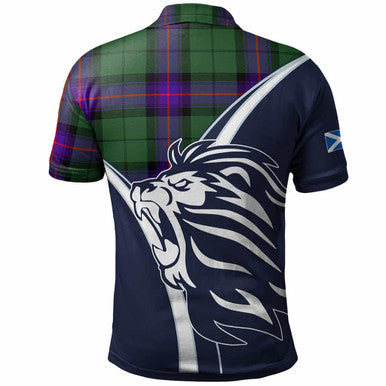 Scottish Armstrong Clan Crest Tartan Polo Shirt - Scottish Flag With Lion Back Side Tartan Plaid