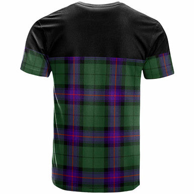 Scottish Armstrong Clan Crest Tartan T-Shirt - Horizontal Style Back Side Tartan Plaid