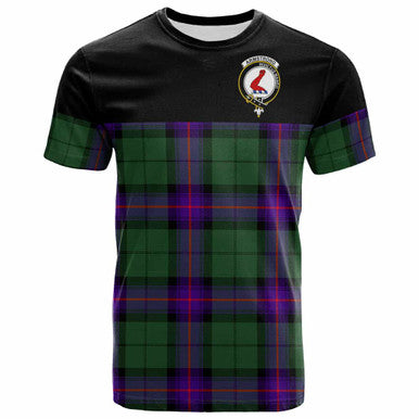 Scottish Armstrong Clan Crest Tartan T-Shirt - Horizontal Style Front Side Tartan Plaid