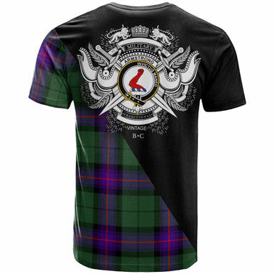 Scottish Armstrong Clan Crest Tartan T-Shirt - Military Logo Back Side Tartan Plaid