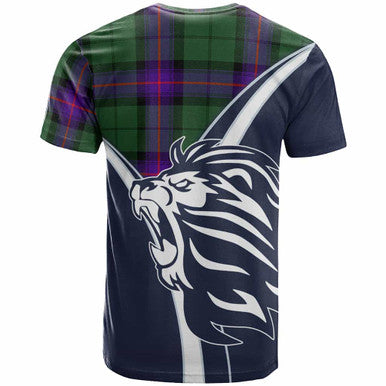 Scottish Armstrong Clan Crest Tartan T-Shirt - Scottish Flag With Lion Back Side Tartan Plaid