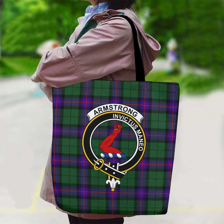 Scottish Armstrong Clan Crest Tartan Canvas Bag With Shoulder Strap Tartan Plaid 2