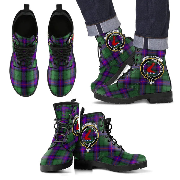 Scottish Armstrong Modern Clan Crest Tartan Leather Boots