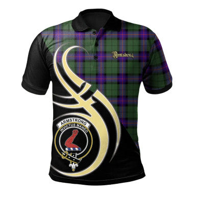 Scottish Armstrong Modern Clan Crest Tartan Polo Shirt Believe in Me Front Side Tartan Plaid