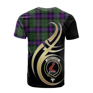 Scottish Armstrong Modern Clan Crest Tartan T-Shirt Believe in Me Back Side Tartan Plaid