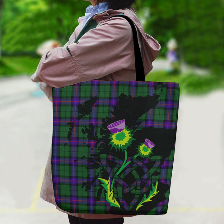 Scottish Armstrong Modern Clan Tartan Canvas Bag With Shoulder Strap With Thistle Tartan Plaid 2