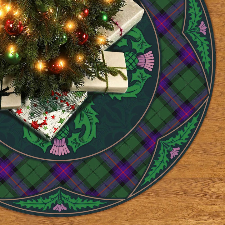 Scottish Armstrong Modern Clan Tartan Christmas Tree Skirt Old Scottish Thistle Flower No Tassels Tartan Plaid 2