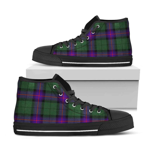 Scottish Armstrong Modern Clan Tartan High Top Shoes Black Sole Tartan Plaid