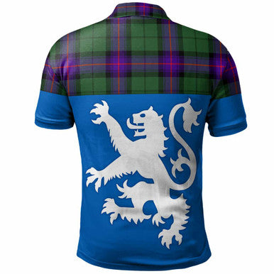 Scottish Armstrong Modern Clan Tartan Polo Shirt - Lion Rampant of Scotland With Flag Back Side Tartan Plaid