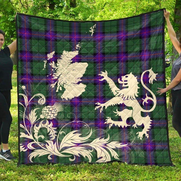 Scottish Armstrong Modern Clan Tartan Quilt Rampant Lion with Thistle Tartan Plaid 1