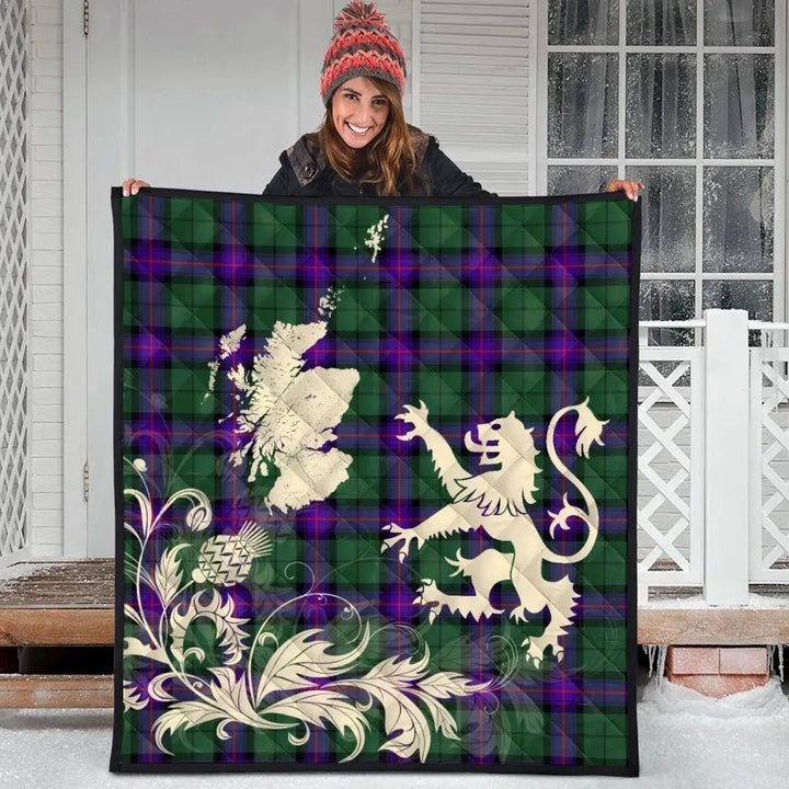 Scottish Armstrong Modern Clan Tartan Quilt Rampant Lion with Thistle Tartan Plaid 3