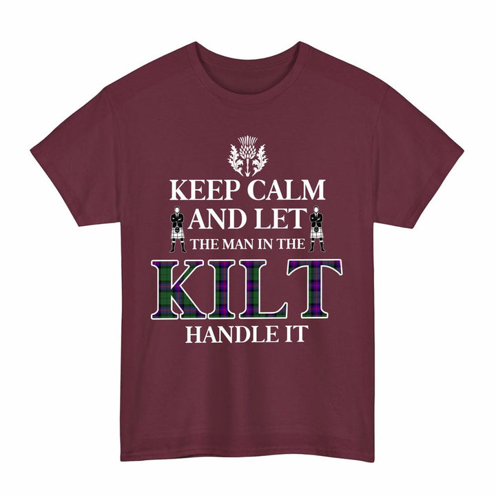 Scottish Armstrong Modern Clan Tartan T-Shirt - Keep Calm Tartan Plaid Maroon Color